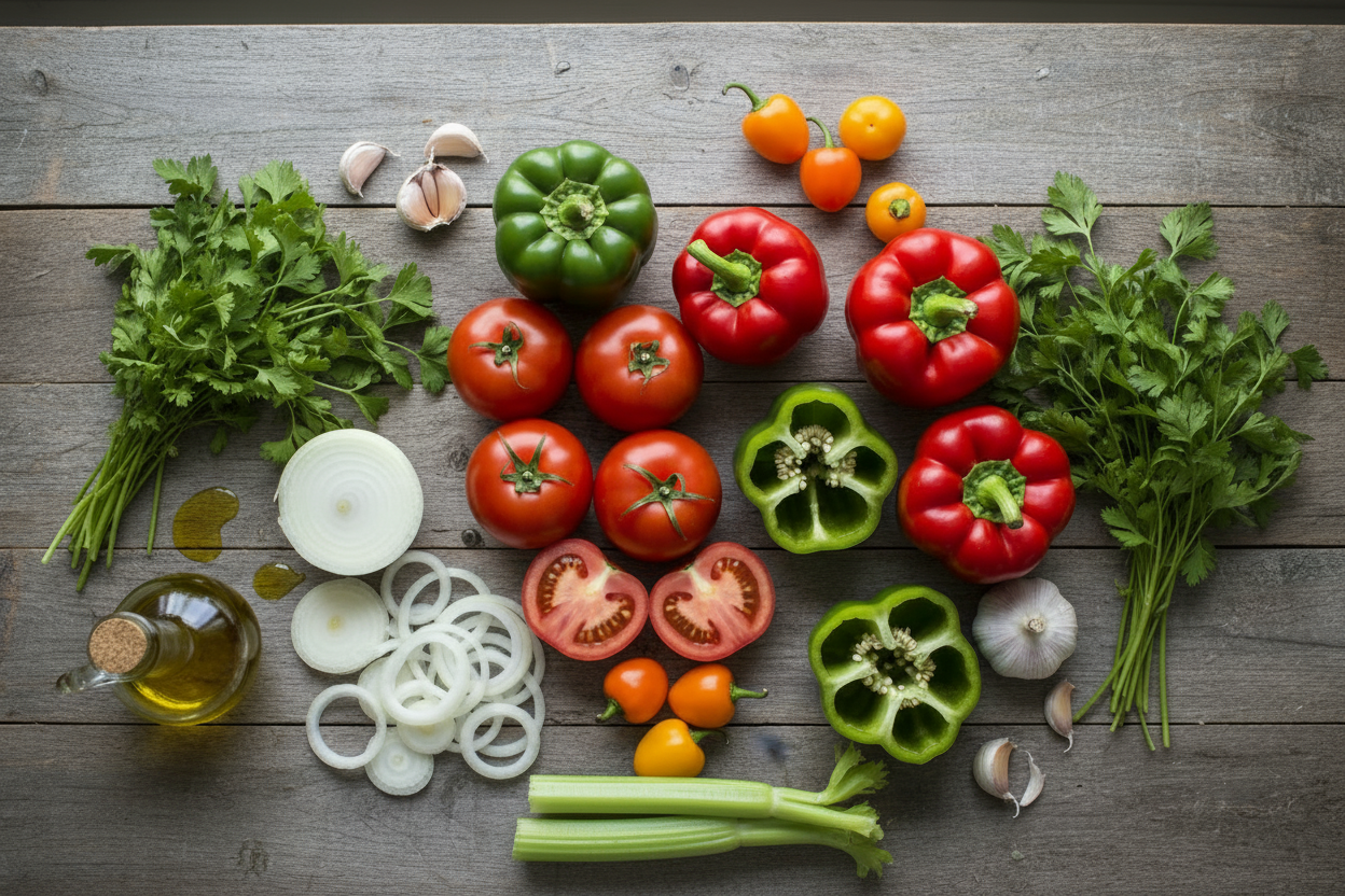 Fresh vegetables arranged on a table
